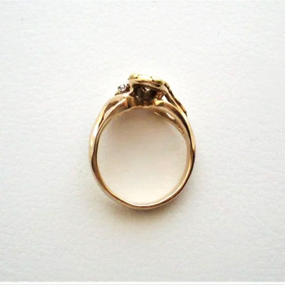 Designer Solid 14K Yellow Gold Real 22K Gold Nugget Diamond Cluster Ring - Picture 7 of 12
